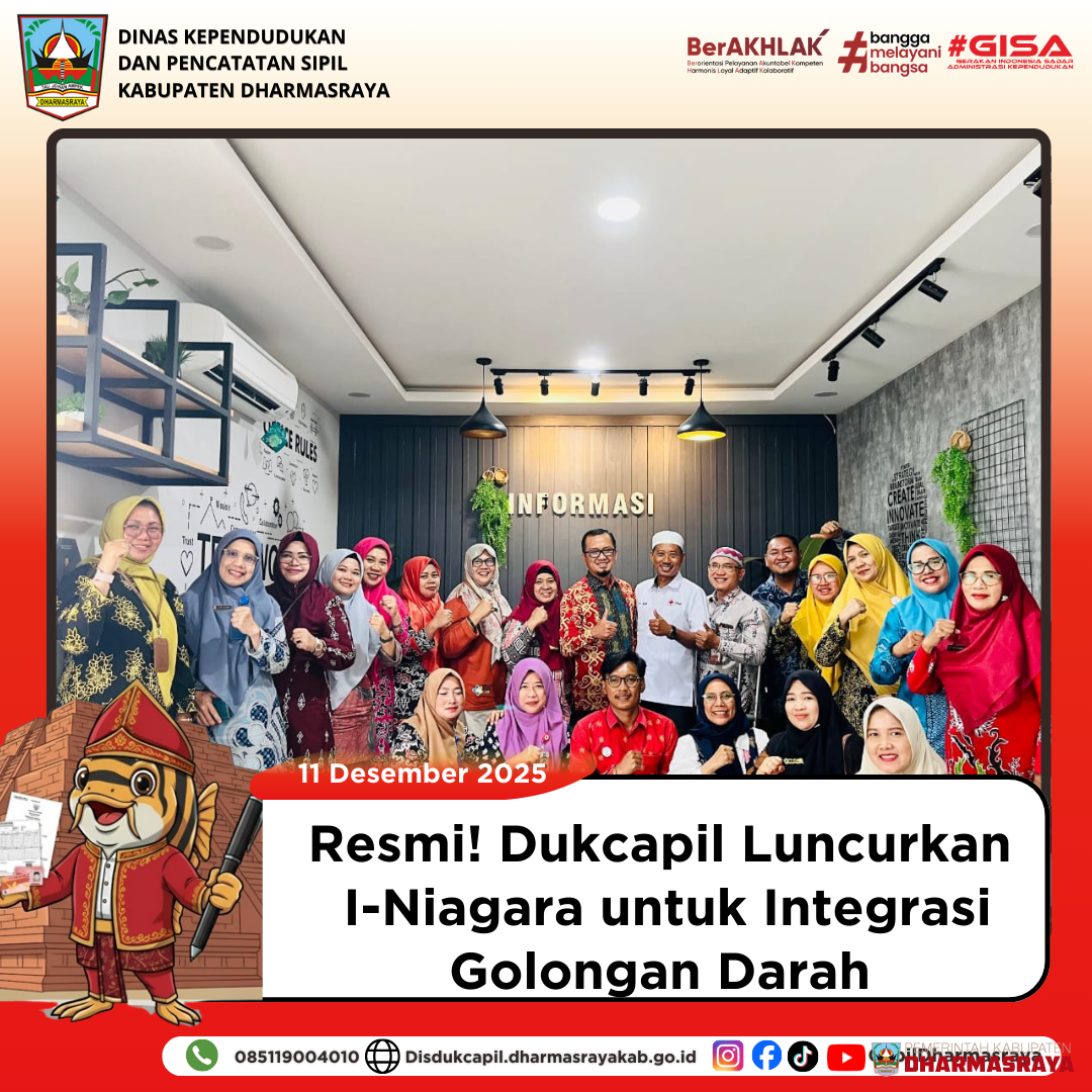 Dukcapil Dharmasraya Gandeng Sejumlah Pihak untuk Integrasi Data Golongan Darah melalui Inovasi I-Niagara